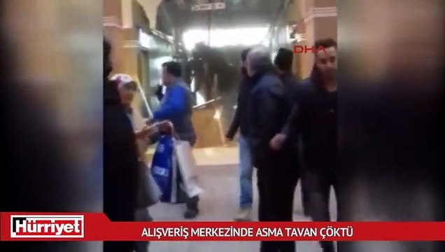 Alışveriş merkezinde asma tavan çöktü, panik çıktı