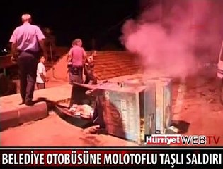 BELEDİYE OTOBÜSÜNE MOLOTOFLU SALDIRI