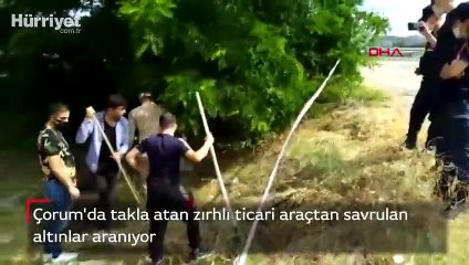 Takla atan zırhlı ticari araçtan savrulan altınlar aranıyor