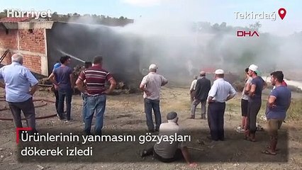 Ürünlerinin yanmasını gözyaşları dökerek izledi