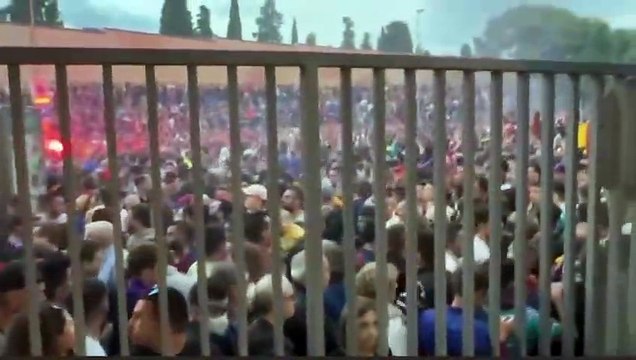 Ambiente alucinante de la afición culés antes del Barça-Inter