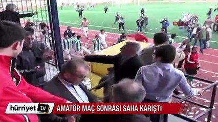 Bursa'da amatör maç sonrası saha karıştı