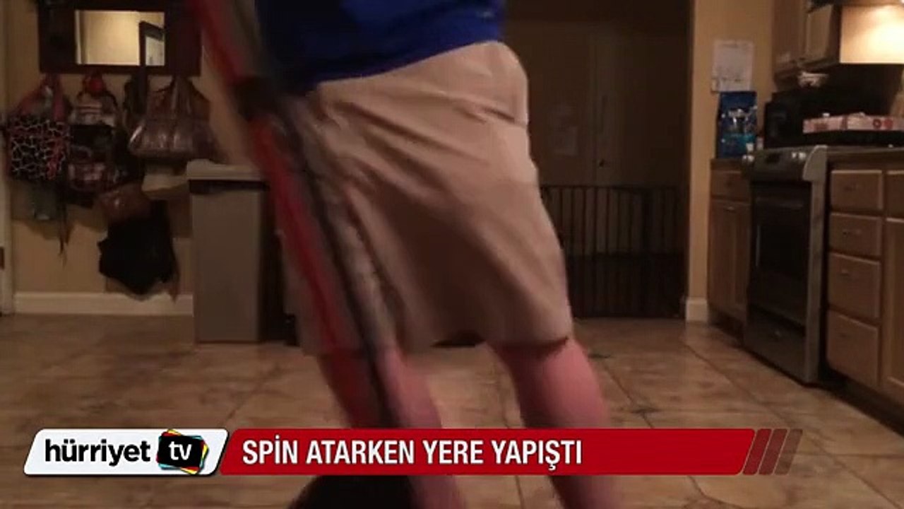 Spin atarken yere yapıştı