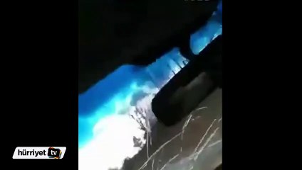 Çin'de bir anda camı kırılan şoför otomobilini zor durdurdu