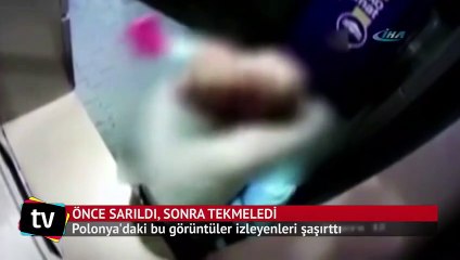 Kadına yardım etmek isterken bir anda dövmeye başladı