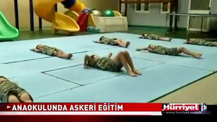 ANAOKULUNDA MİNİKLERE ASKERİ EĞİTİM