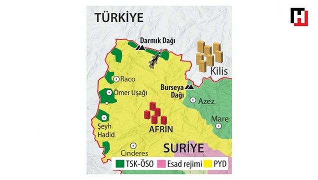 Kilis'e atılan roketin harita üzerinde animasyonu