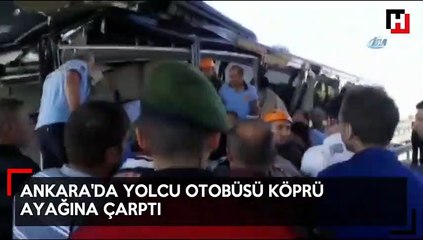Yolcu otobüsü köprü ayağına çarptı