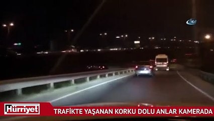 Trafikte yaşanan korku dolu anlar kamerada