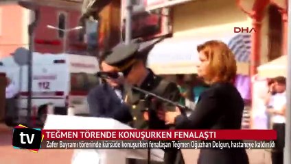 Teğmenin zor anları: Kürsüde fenalaştı