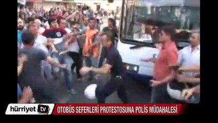 Ankara'da iptal edilen otobüs seferleri protestosuna polis müdahale etti