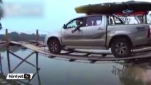 Brezilya'daki derme çatma köprüde korkutan anlar