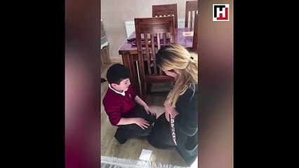Annesinin hamile olduğunu öğrenen çocuğun sevinci!