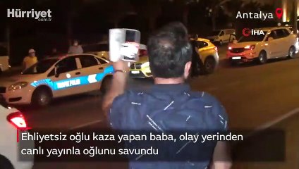 Oğlu kaza yapan baba olay yerinden canlı yayın yaptı