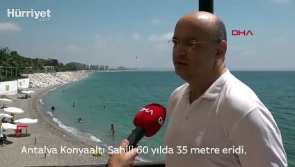 Konyaaltı Sahili 60 yılda 35 metre eridi, bir havluluk yer kaldı