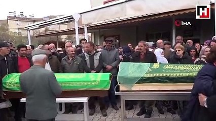 Bıçaklanarak öldürülen anne ve oğlu son yolculuğuna uğurlandı
