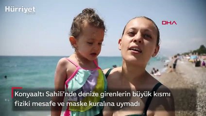 Konyaaltı Sahili'nde sosyal mesafe kalmadı