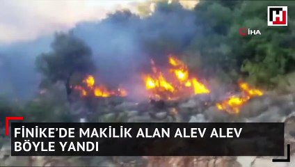 Finike’de makilik alan alev alev böyle yandı