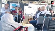 Halk otobüsünde engelli rampası tartışması