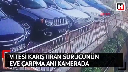 Vitesi karıştıran sürücünün eve çarpma anı kamerada