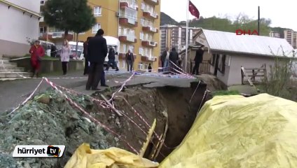 Giresun'da inşaat temelinde toprak kaydı