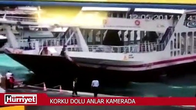 Arabalı vapurun lüks yata çarpma anı saniye saniye kamerada