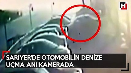 Sarıyer'de otomobilin denize uçma anı kamerada