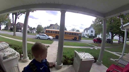 Kiddo Gives the School Bus the Bird