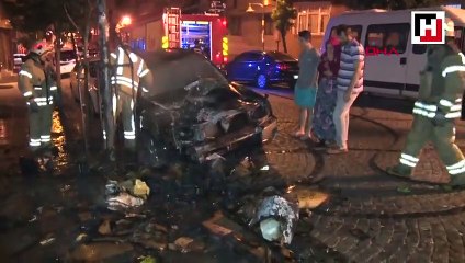 Yanan otomobili görünce gözyaşlarına boğuldu