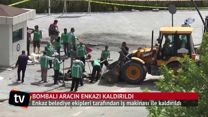 Gaziantep'te bombalı saldırıda kullanılan aracın enkazı kaldırıldı