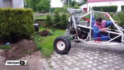 Bahçedeki çalılığı sökmek isterken taklaya geldi