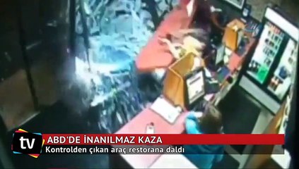 Aracıyla restorana daldı!