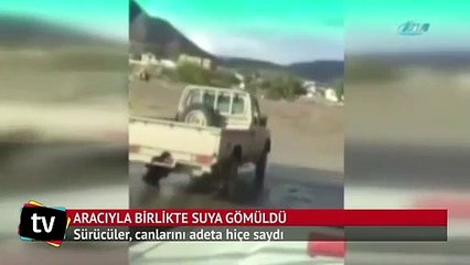 Cip sürücüsü aracıyla birlikte suya gömüldü