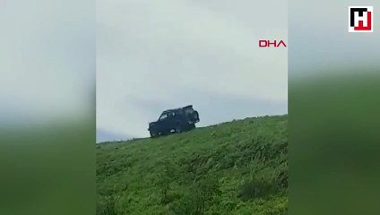 Arazi aracı takla attı, sürücü camdan çıktı