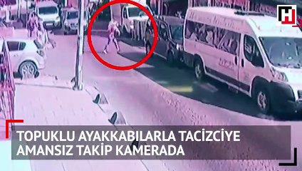 Topuklu ayakkabılarla tacizciye amansız takip kamerada