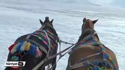 Çıldır'da atlı kızak keyfi başladı