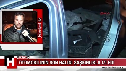 ÇALINAN OTOMOBİLİNİN SON HALİNİ ŞAŞKINLIKLA İZLEDİ