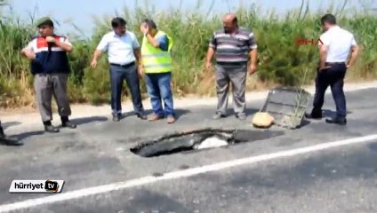 Karayolunda aynı göçük bir günde iki kere çöktü