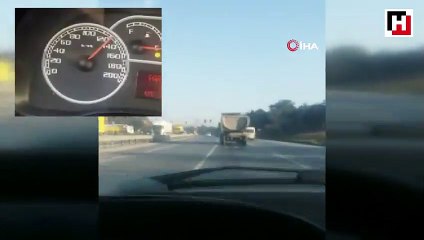 Hafriyat kamyonundan 130 kilometrelik hızı yürekleri ağza getirdi