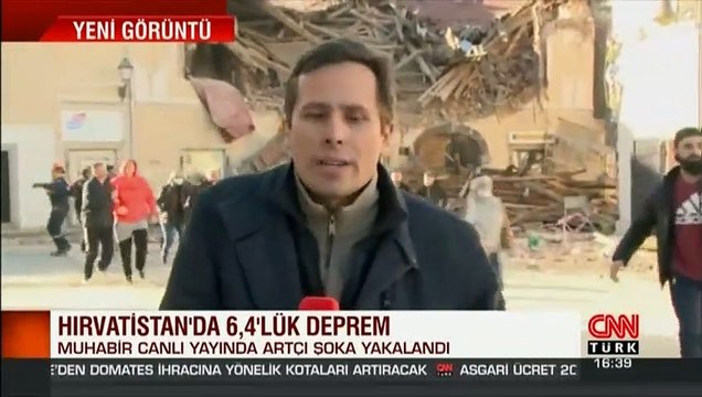 Muhabir, canlı yayında artçı depreme yakalandı