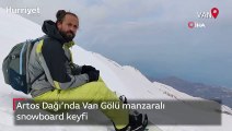 Artos Dağı’nda Van Gölü manzaralı snowboard keyfi