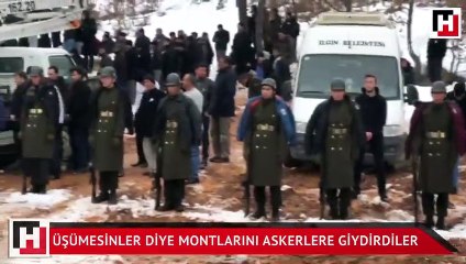 Üşümesinler diye montlarını askerlere giydirdiler