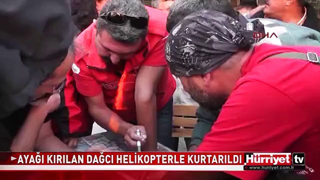 KANYONDA AYAĞI KIRILAN DAĞCI HELİKOPTERLE KURTARILDI