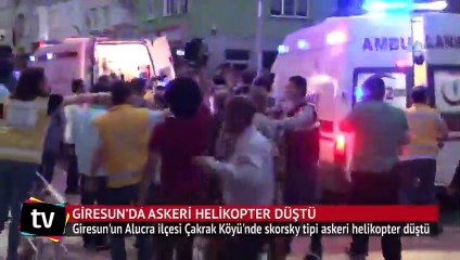 Giresun'da askeri helikopter düştü! Hastane önünden görüntüler