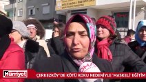 Çerkezköy'de kötü koku nedeniyle 'maskeli' eğitim