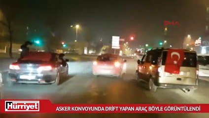 Asker konvoyunda drift yapan araç böyle görüntülendi