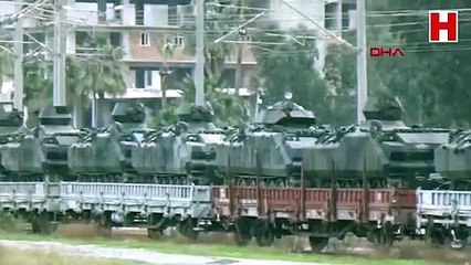 Trenle gelen askeri araçlar sınıra gönderildi