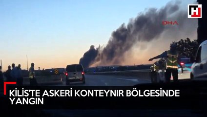Askeri konteynır bölgesinde yangın