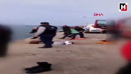 Denize atlayan kadını, güvenlik görevlisi ve astsubay kurtardı
