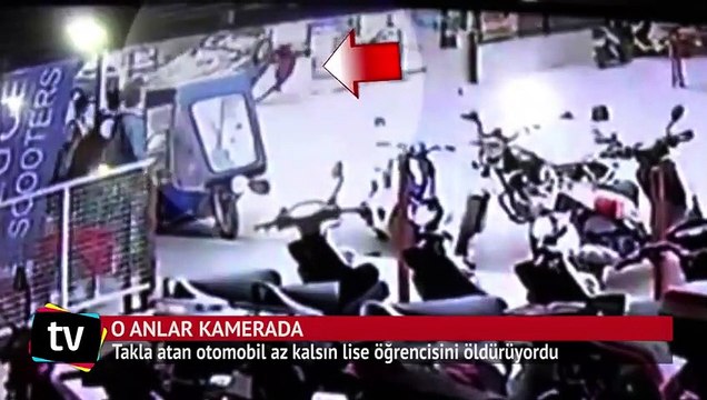 Takla atan otomobil az kalsın lise öğrencisini öldürüyordu